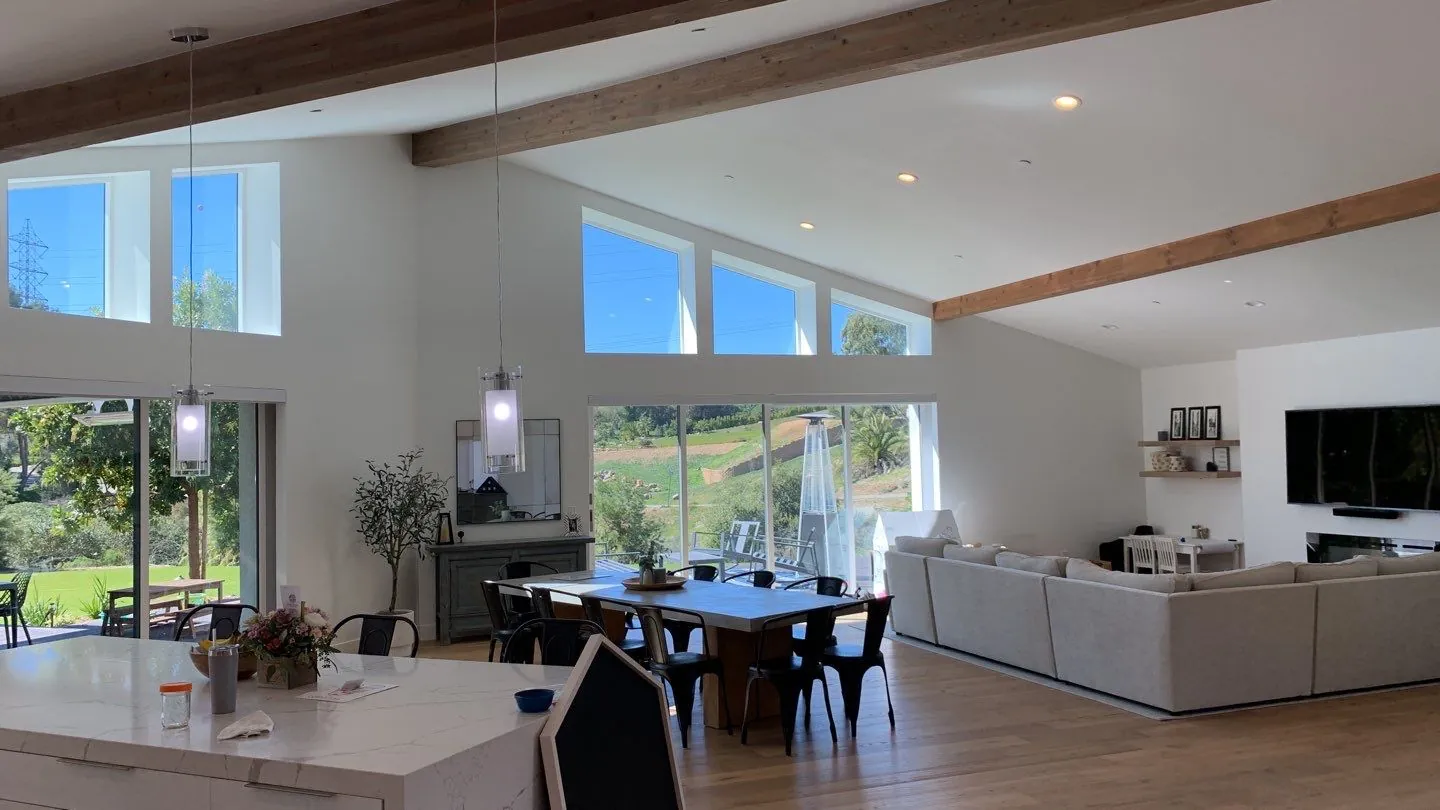 Open living and dining room in La Jolla after interior painting