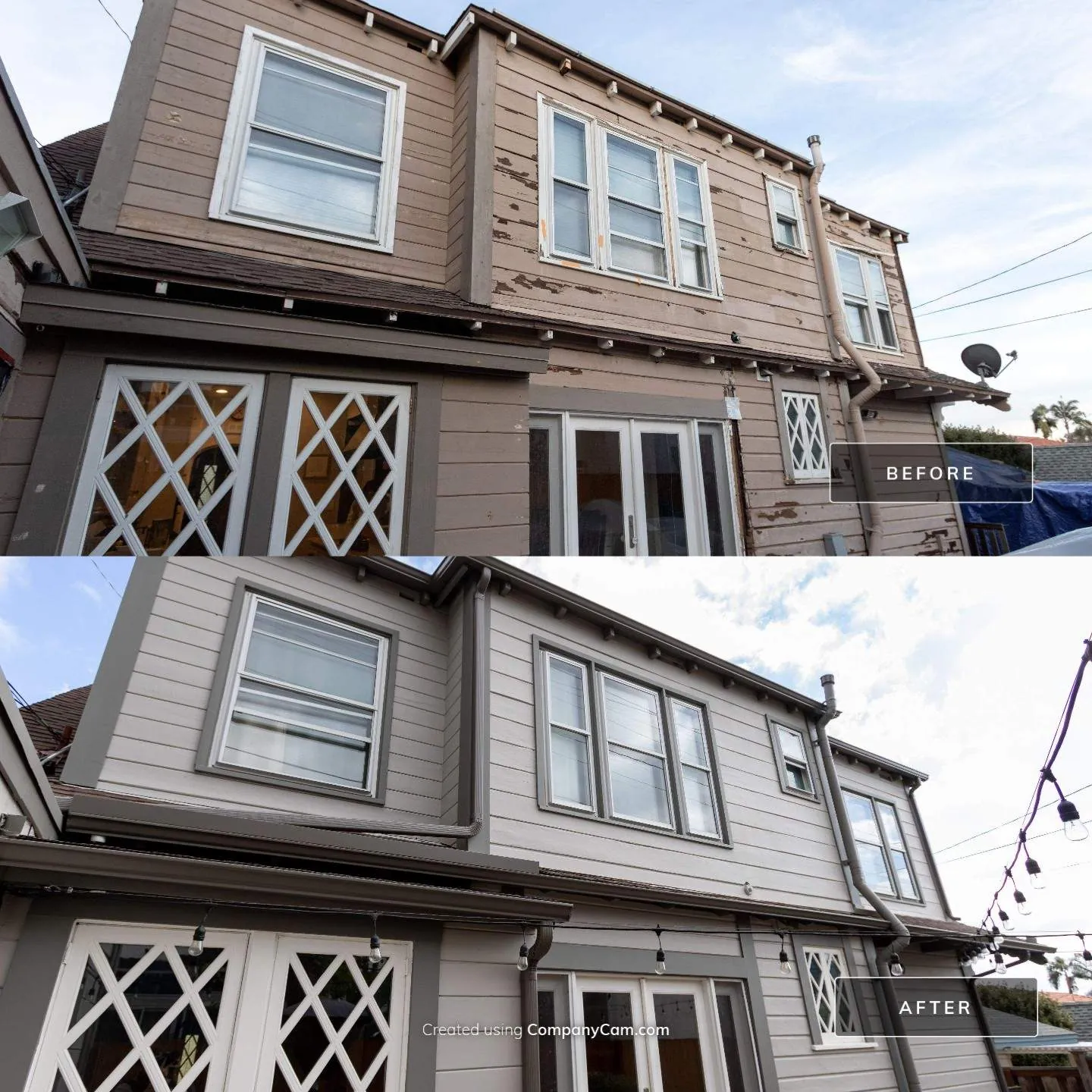 Before and after: historic Point Loma home repainted in gray with white trim