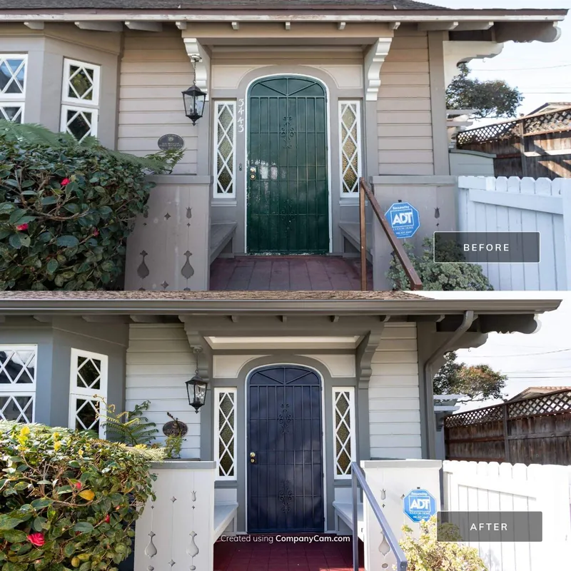 Before and after: historic entry with a newly painted front door